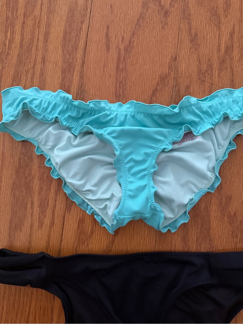 Lot of 2 Victoria's Secret Aqua & Black Bikini Swim Bottoms Bathing Suit Small S - Picture 2 of 9